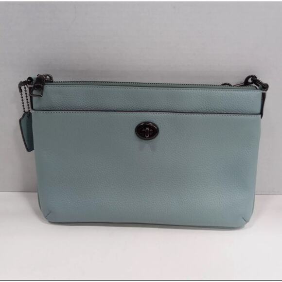 Coach Polly Crossbody in Light Blue Pebbled Leather C3376 - Picture 1 of 10